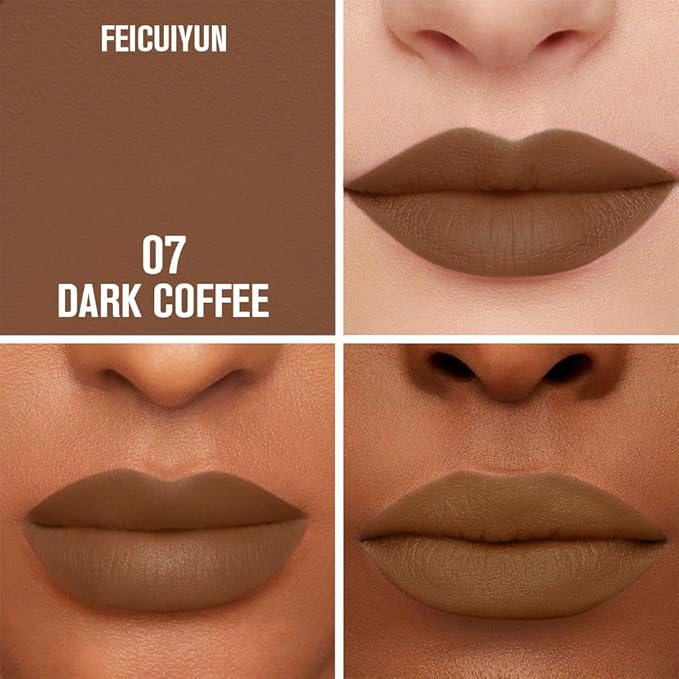 FeiCuiYun Matte Calligraphy Liquid Lip Liner Lipstick Pencil, Dark Coffee Long-Lasting Transfer-Proof Lip Stain, Lightweight Lipstick, Sheer Buildable Color, Fades to a Natural Wash of Colors