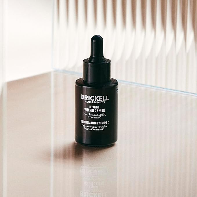Brickell Men's Anti Aging Serum For Face, Repairing Night Facial Serum for Men, With Vitamin C, Hyaluronic Acid, and Green Tea to Diminish Wrinkles and Reduce Redness, 1 Ounce, Unscented