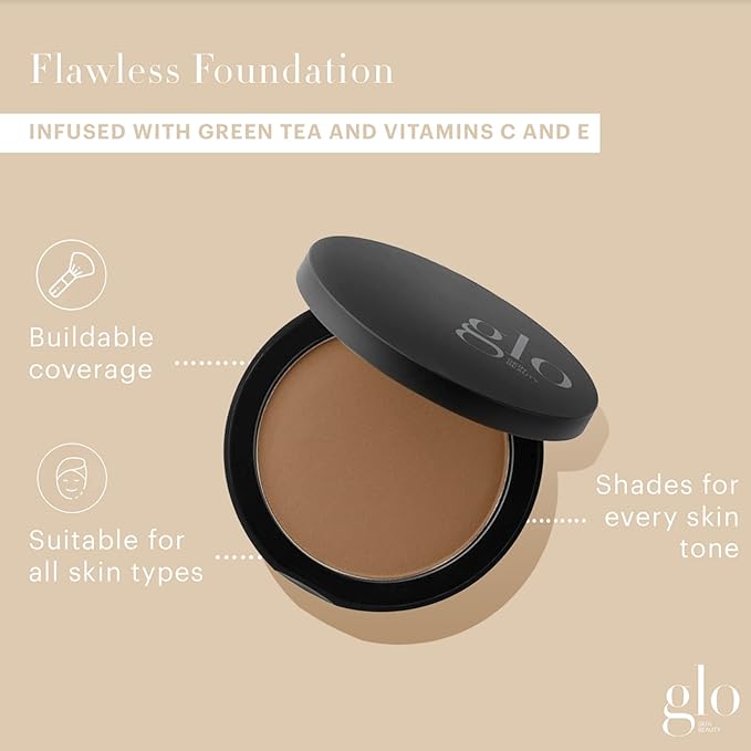 Glo Skin Beauty Pressed Base Powder Foundation, Chestnut Medium – Buildable Sheer to Full Coverage, Long Wear Face Powder Compact, Pressed Powder Makeup for Smooth, Semi-Matte Finish