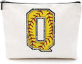 Softball Gifts Initial Q Makeup Bag Softball Gifts for Team Cosmetic Bag