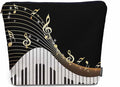 Kalygon Women Makeup Organizer Bag Piano Music Notes Instrument Piano Flax Cosmetic Bag Makeup Bags Toiletry Bag Accessories Organizer Travel Bags For Home Bathroom Office Hotel Gym Black Golden