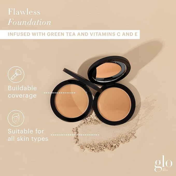 Glo Skin Beauty Pressed Base Powder Foundation, Tawny Light – Buildable Sheer to Full Coverage, Long Wear Face Powder Compact, Pressed Powder Makeup for Smooth, Semi-Matte Finish