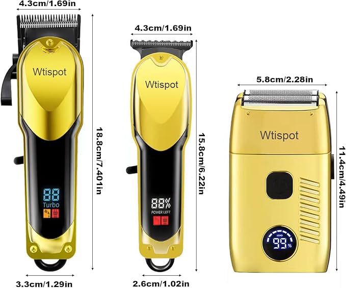 Hair Clippers for Men with LED Display, 3-Piece Cordless Grooming Kit with Hair Clipper, Beard Trimmer, Foil Shaver Complete Set for Home Barber