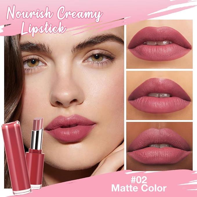 HHLTOH 2Pcs Honey Lipstick Tinted Lip Balm Set - Matte Tint Cream Lipsticks for All Skin Tones,Hydrating Lip Stain,Can be Buildable Nourishing Moisturizing Suitable for Women to Every Day Makeup 02&08
