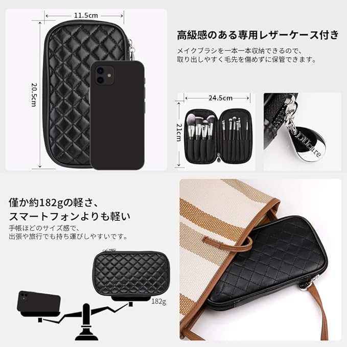 DUcare Travel Makeup Brushes with Bag 10Pcs Makeup Brush set Premium Synthetic Kabuki Foundation Blending Brush Face Powder Blush Concealers Eye Shadows