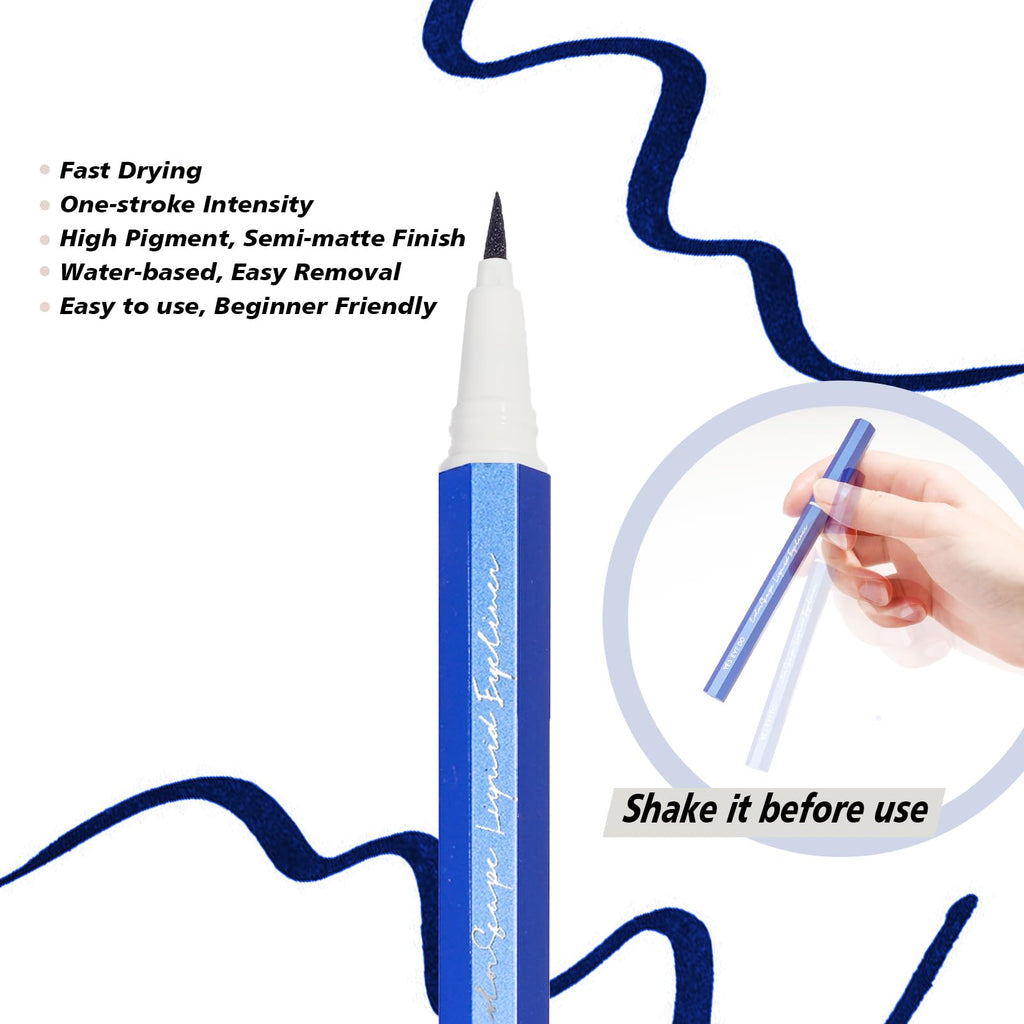 YES.EYE DO Liquid Eyeliner, Deep Blue Eyeliner Pen, Long Lasting Blue Eye Liner with Felt Tip, Precision Colored Eye Liner Pen, Water Removable, Easy to Use, Body Art Use (Midnight Wave)