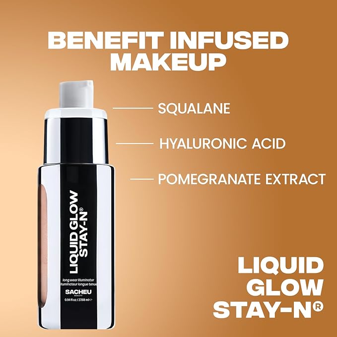 Sacheu Liquid Glow STAY-N Highlighter, Illuminator & Bronzer, Golden Hour