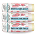 Tallow Lip Balm by Cattle Creek – All-Natural Ingredients, Long-Lasting Moisture and Hydration for Dry, Cracked, and Chapped Lips, Soothing Formula for Soft Skin (Pack of 3, Red Cherry)