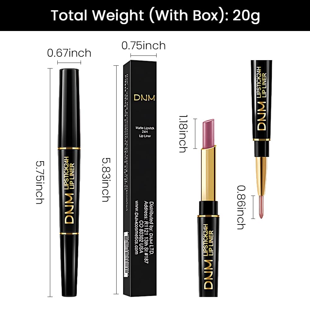 BINGBRUSH 3Pcs Double Ended Light Mauve Red Nude Beige Matte Lip Liner and Lipstick Makeup Combo Set for Women,Plum Rose Lipliner 24 Hours Original Waterproof Long Lasting Lip Stains Pencil Kit Set