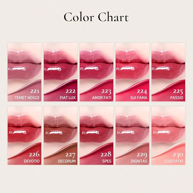 DINTO Blur-Glowy Lip Tint - Glossy Finish, Hydrating, Long Lasting, Lightweight Texture, Non-Sticky, Vegan & Cruelty-Free, K beauty (215 Munia, 0.11 fl.oz) (30 colors)