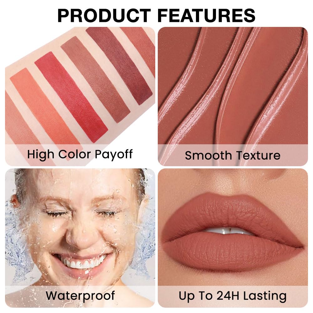 FeiCuiYun Retractable Lipliner Pencil Waterproof Makeup for Lip Liner and Eye Liner, Smooth and Creamy, Long Lasting Matte Finish, Vegan Beauty, Matte Velvet Pigmented Lip Liner, (01#Cream Orange, 1)