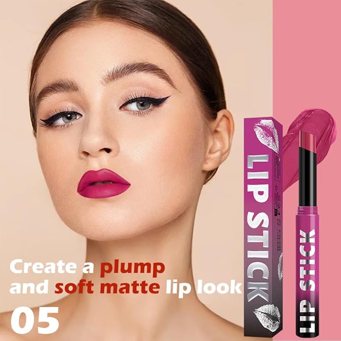 QIDSTERS Matte Lipstick Crayon for Women, Pitaya Pink Lip Stick Pencil 24 Hour Long Lasting Waterproof, Non-Drying Hydrating Formula Lip Gloss Makeup, Vegan & Cruelty-Free, 05