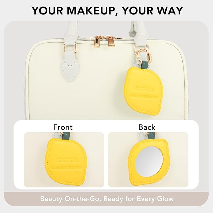 HauteHues Travel Makeup Bag for Women Stand Up Cosmetic Toiletry Case Beige