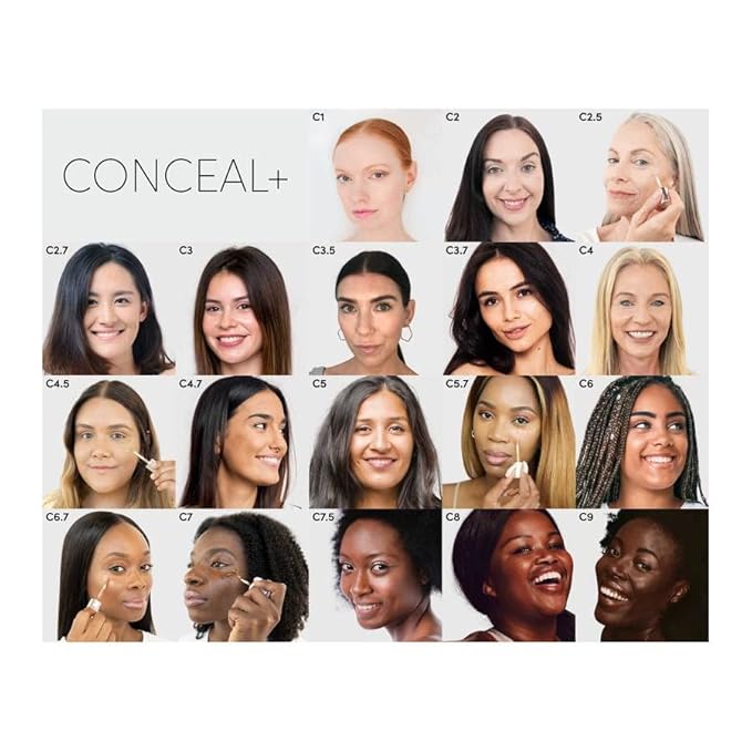 Fitglow Beauty Conceal+ | Vegan Full Coverage Concealer Skincare with Vitamin K + Green Tea | Corrects Dark Circles, Blemishes & Redness | Non-Creasing, Natural Finish | C4.7-6g