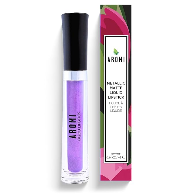 Aromi Bright Purple Lilac Metallic Liquid Lipstick (Purple Unicorn)