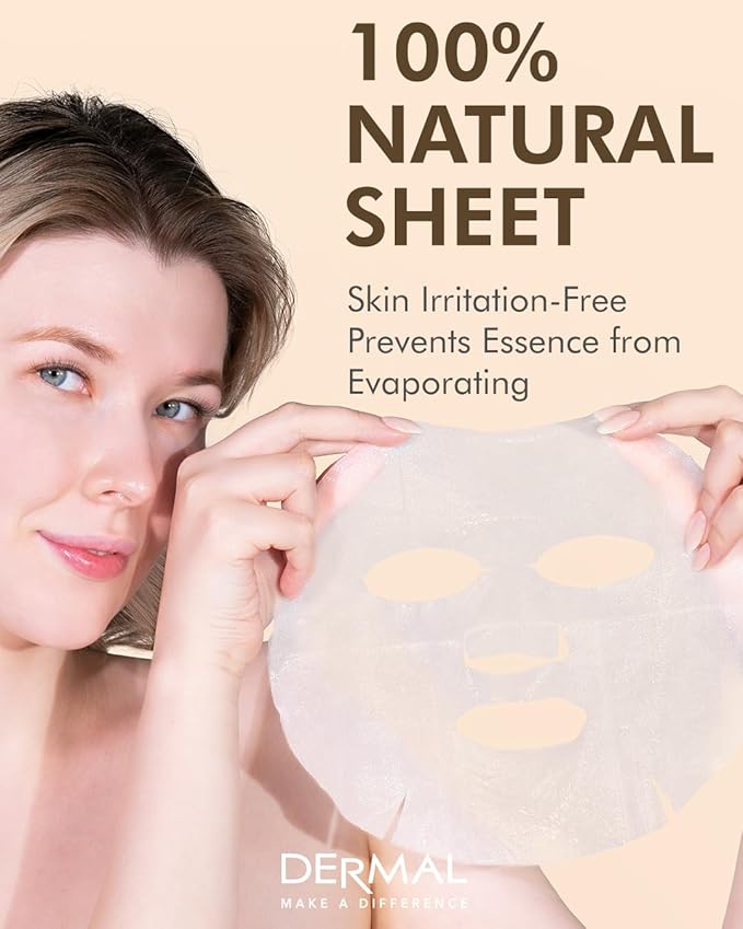 DERMAL Snail Mucin Collagen Korean Essence Sheet Mask, 23g, 10 Pack