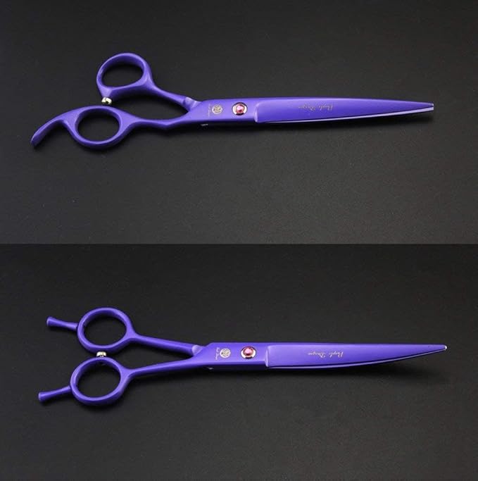 Purple Dragon 7" Dog Grooming Scissors Set with Rhinestone Accent - Violet