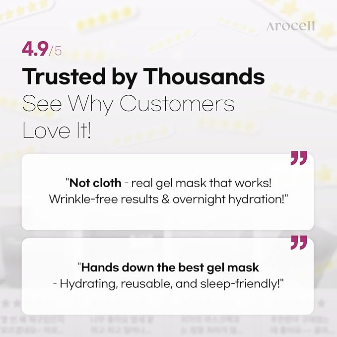 AROCELL Super Collagen Overnight Hydrogel Mask with Retinol, Stem Cell & Pure Atelo Collagen | Firming, Lifting, Plumping, Long-Lasting Glow | Korean Glass Skin Care | 43g x 4