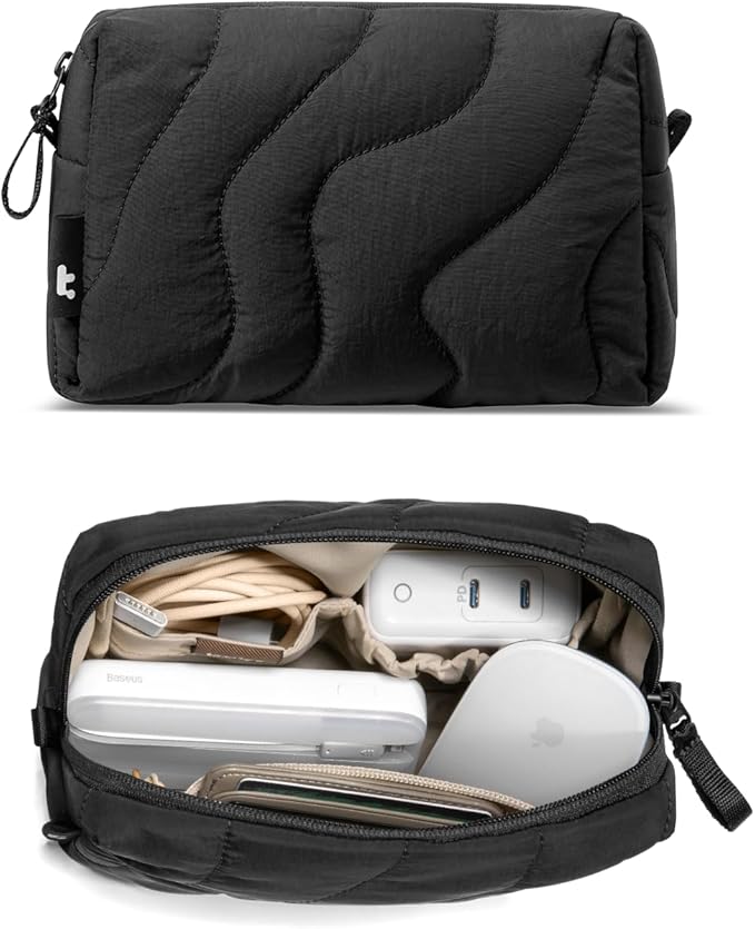 tomtoc Electronics Organizer Travel Case, Soft Puffy Accessory Tech Case