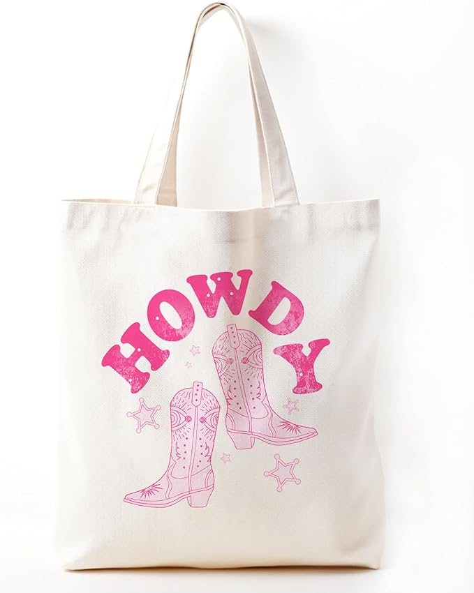 Zeghk Howdy Western Canvas Tote Bag For Women, Boots Bag Western Cowgirl Gift Long Live Cowgirls Gifts Bags, Shopping Bag Reusable Grocery