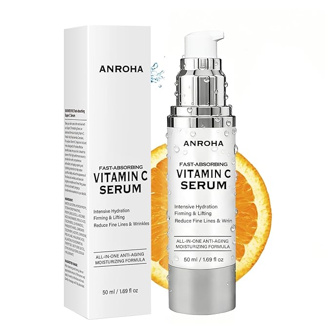 Anroha Super Vitamin C Face Serum for Women Over 70, Large Size 1.7 fl oz (50ml) - Fragrance-Free Multi-Tasking Age Defying Hydrating Complex for Mature Sensitive Skin