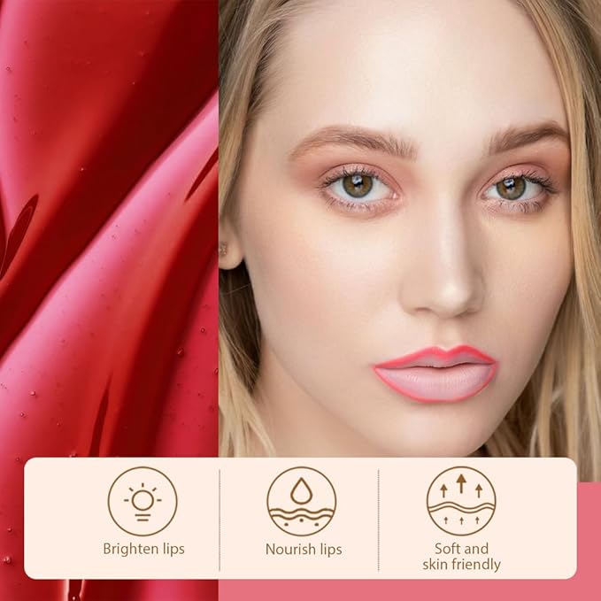 JUAAZIN Matte Lip Stain Peel Off Lip liner with Tweezer, Pinkish Red Peel Off Lip Stain, Long Lasting Waterproof Lipstick Lip Gloss Tattoo, Transfer-proof for All Skin Types, 06#
