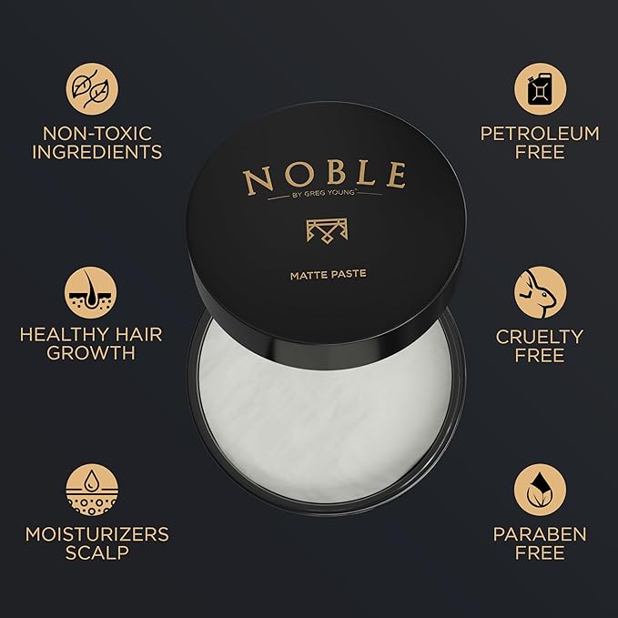 Noble By Greg Young - Matte Hair Paste - Strong Hold, Natural Dry Finish, No Flakes - 3 oz