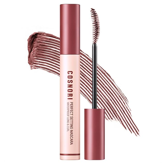 COSNORI Perfect Setting Waterproof Mascara Long&Curl 06 Urban Red – Natural Defined Lashes with Long-Lasting Curl Hold, Burgundy Maroon Mascara, Smudge-Proof & Clump-Free, 0.23fl oz