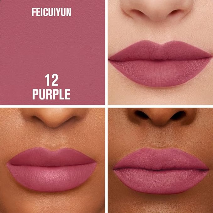 FeiCuiYun Matte Calligraphy Liquid Lip Liner Lipstick Pencil, Purple Long-Lasting Transfer-Proof Lip Stain, Lightweight Lipstick, Sheer Buildable Color, Fades to a Natural Wash of Colors