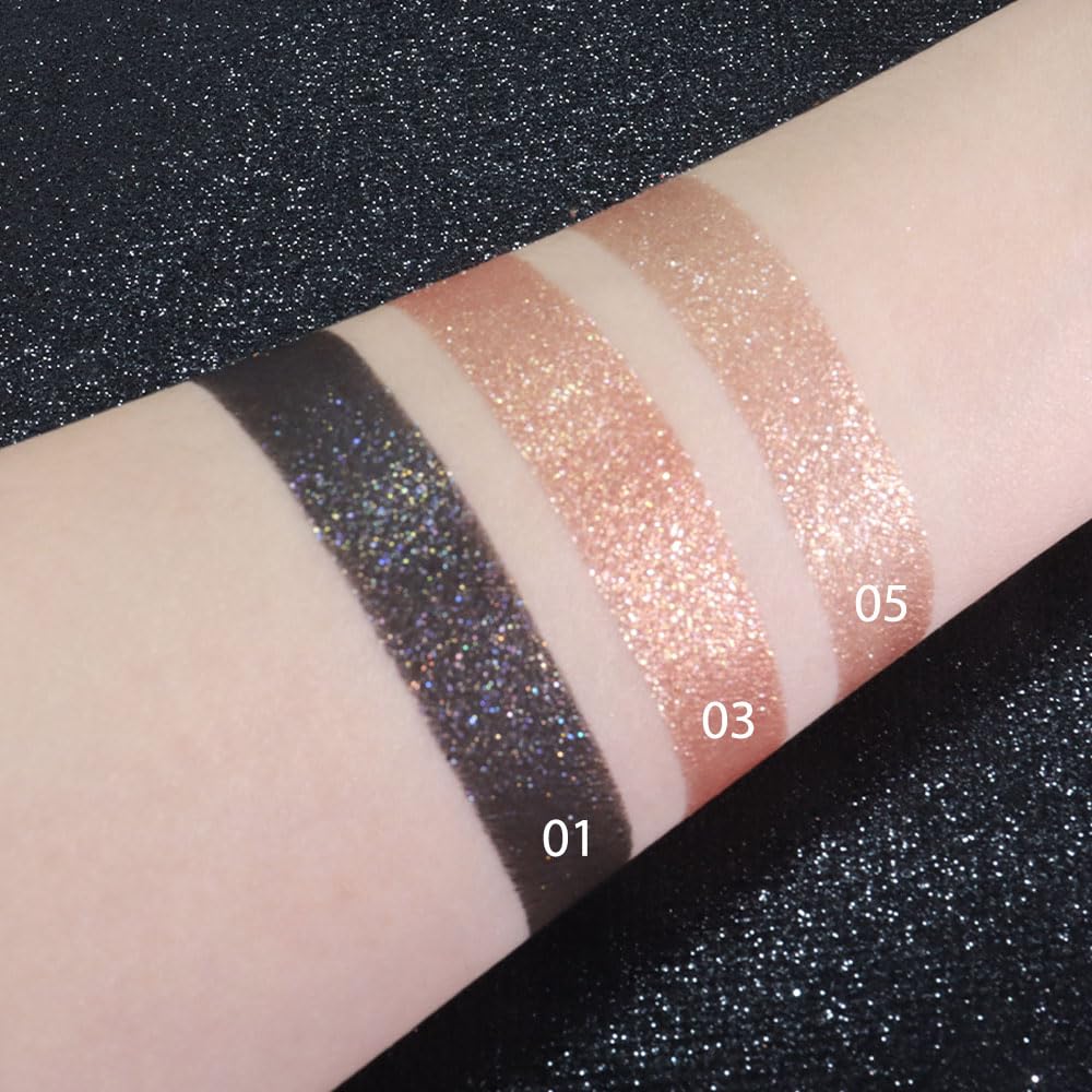 FeiCuiYun Black Glitter Eyeshadow Palette Makeup for Women, Glitter Shimmer Metallic Holographic Iridescent Single Monochrome Eyeshadow Halloween Birthday Party Wear Makeup, Sombras Crema Para Ojos