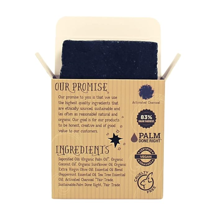 Varina Organic Peppermint Tea Tree Activated Charcoal Bar Soap - Gentle Cleansing for Sensitive Skin, Herbal and Mint - 3 Pack - Experience Healthy and Glowing Skin