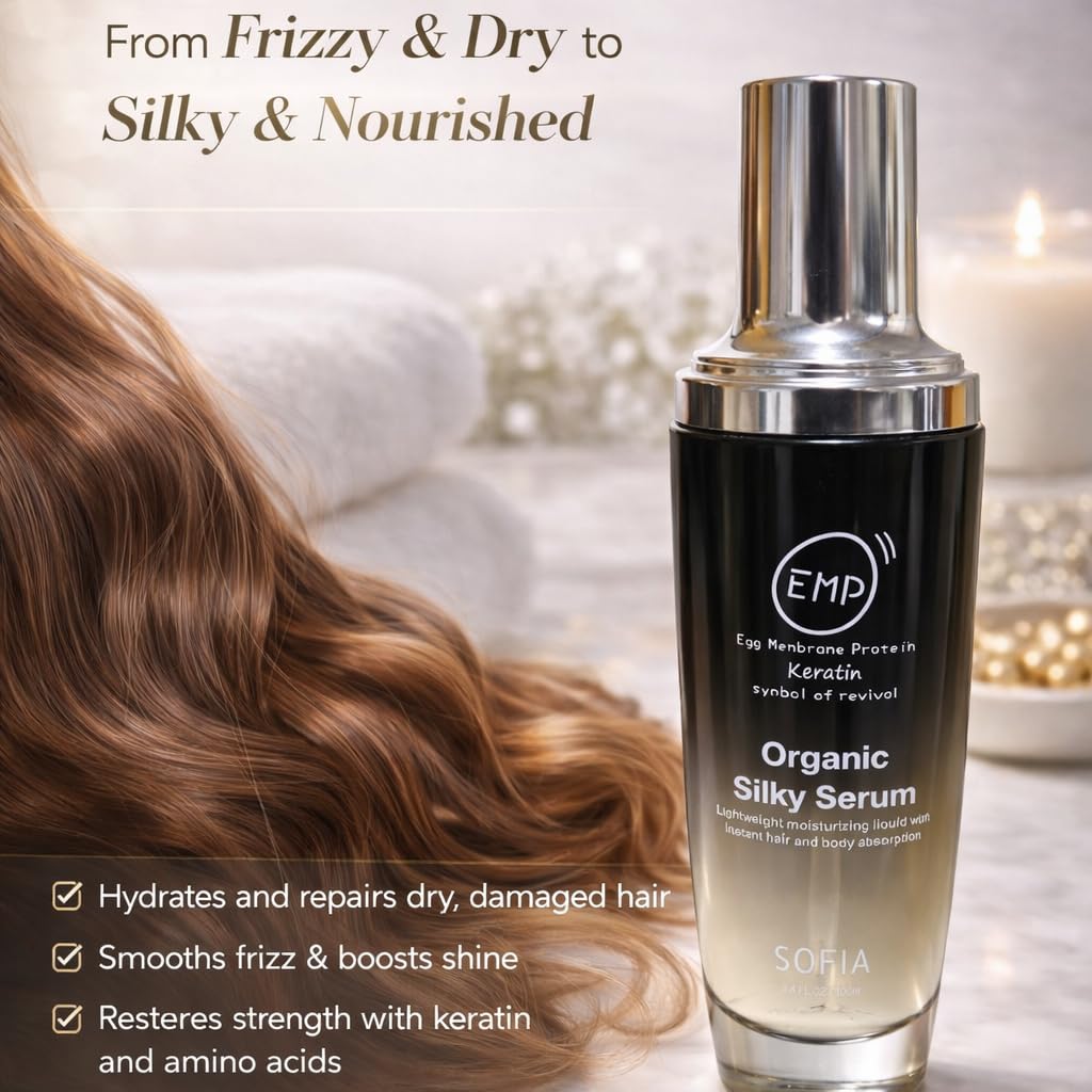 ODE SOFIA Organic Silky Serum, for Frizzy, Dry, Unmanageable Hair,3.4 Fl OZ, 100ml (3.4 OZ (100ML))