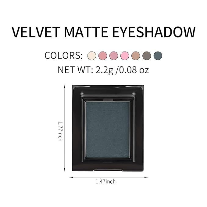 Erinde Single Matte Grey Eyeshadow Palette, Velvet Smoke Gray Eye Shadow Compact Powder Natural Makeup, Long-Lasting Eye Makeup, Ultra-Blendable, Pigmented Color, Vegan Formula, H01 Trooper