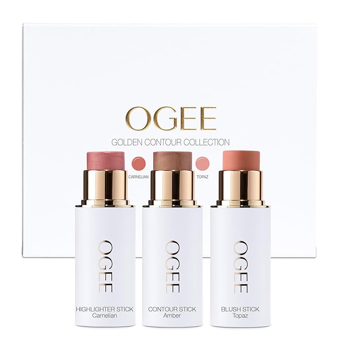 Ogee Face Stick Trio, Golden Contour Stick Makeup Collection, Blush Stick