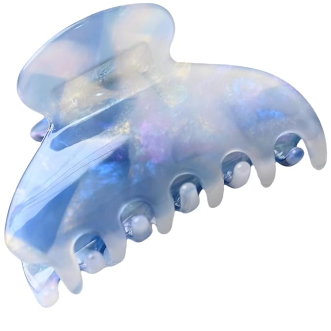 Prettyou Handmade Celluloid Acetate French Design Barrettes Tortoise Shell Claws Hair Claw Luxury Fashion Accessories Hair Clip for Women (aespa blue)