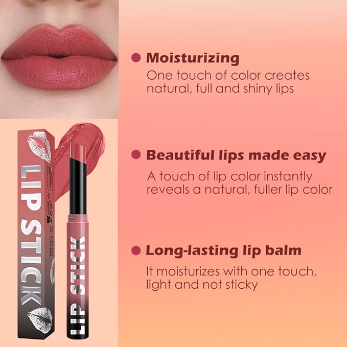 IATMOMOD Coral Red Matte Lipstick for Women, Long Lasting Waterproof Transfer-Proof Vegan Lip Bar, 24H Moisturizing Smudge-Proof All-Day Lip Color for Daily & Party M02#