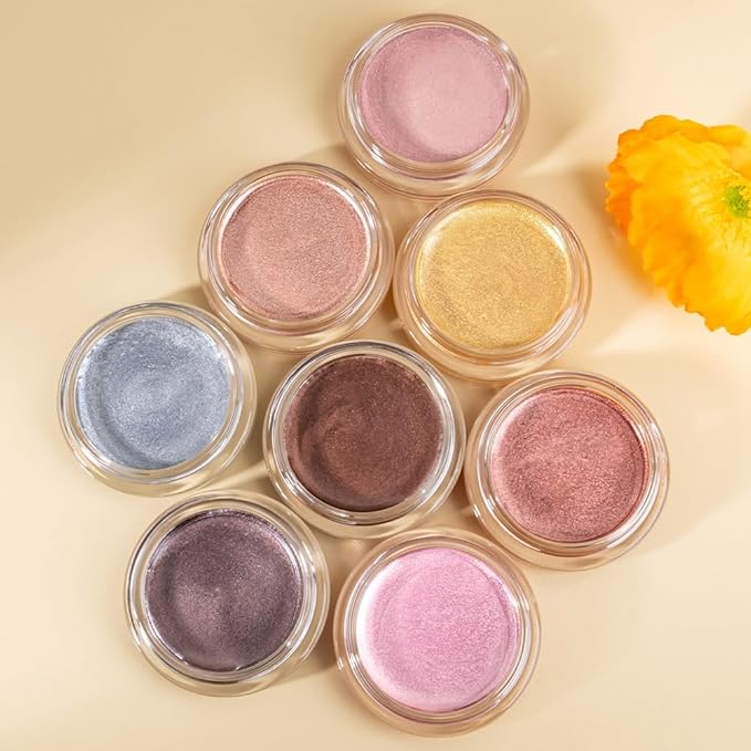 Cream Glitter Brown Shimmer Metallic Eyeshadow Palette Makeup, Natural Single Mini Instant Holographic Eyeshadow For Women, Sombras Crema Para Ojos, Talc, Paraben & Cruelty Free