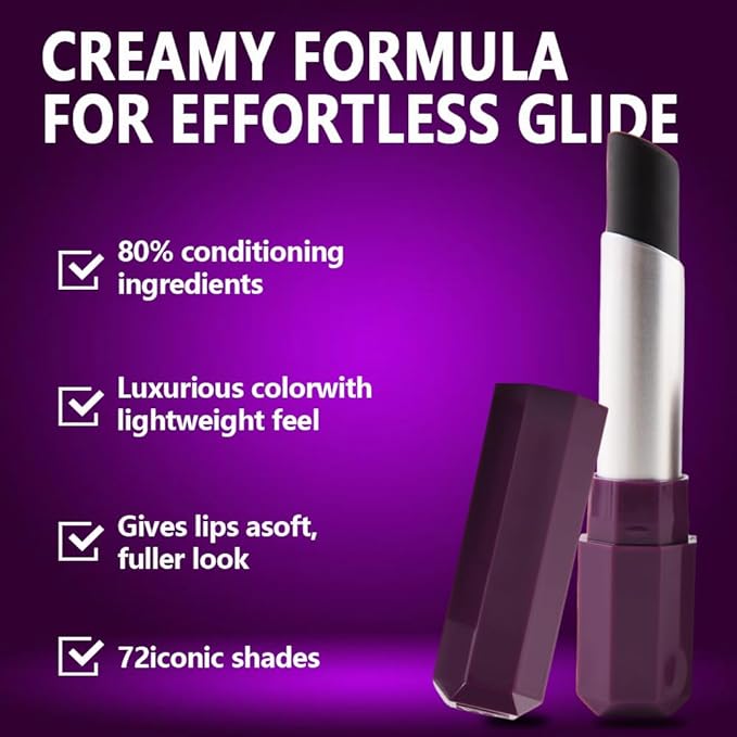 Dark Deep Purple Cream Matte Lipstick Stick 07#, Longwear Full Coverage Velvet Lip Color, Waterproof Multi-Use Lip & Cheek Makeup for Party & Daily Wear, Labial con color mate para uso diario