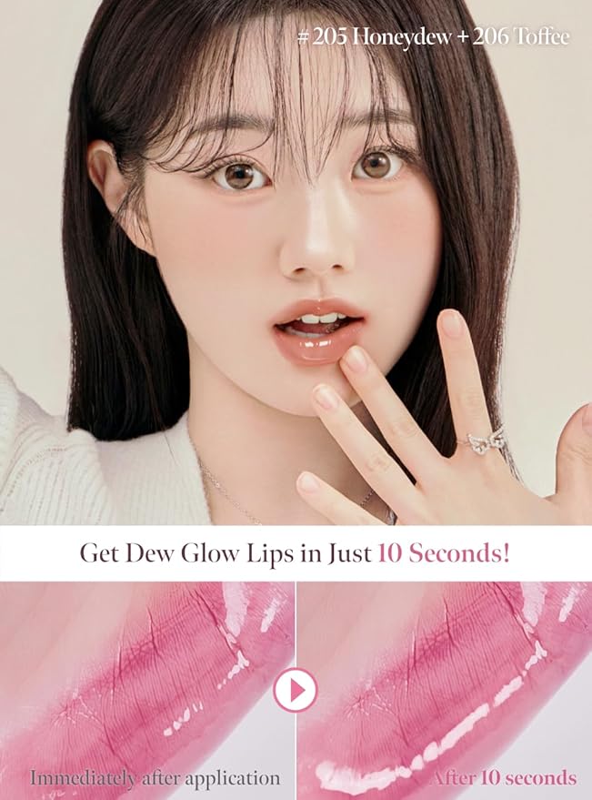 CORALHAZE Dew Drop Tint #210 Abyss 4.5g, Glossy, Lightweight Lip Stain, Glass-Like, High Shine, Moisturizing Lip Oil, Long Lasting Color, Hydrating Gloss, Dewy Finish, Korean Beauty Makeup