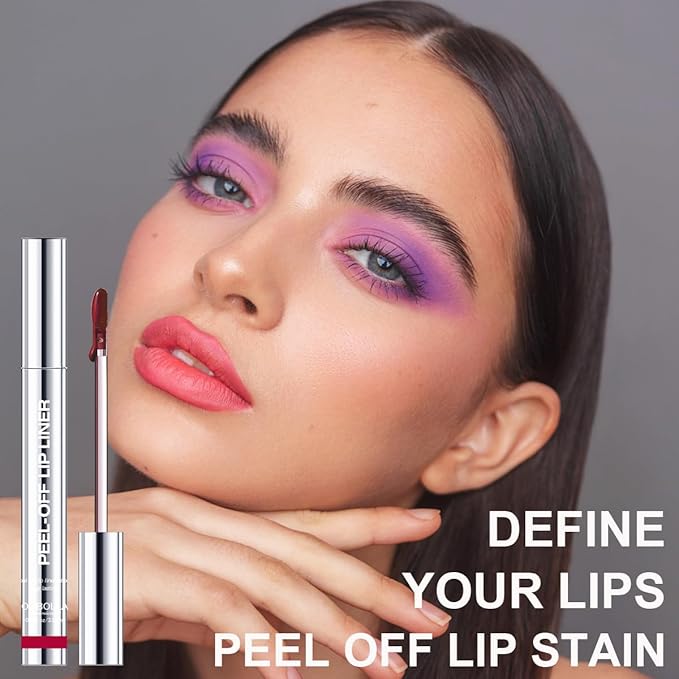 GLSFACE 3 Colors Peel Off Lip Liner with Tweezer Kit, Rich Color Matte Finish Lip Tint Stains Makeup Set for Women, Long Lasting, Waterproof, Smudge Proof, For All Skin Types (#3, #6, #7)