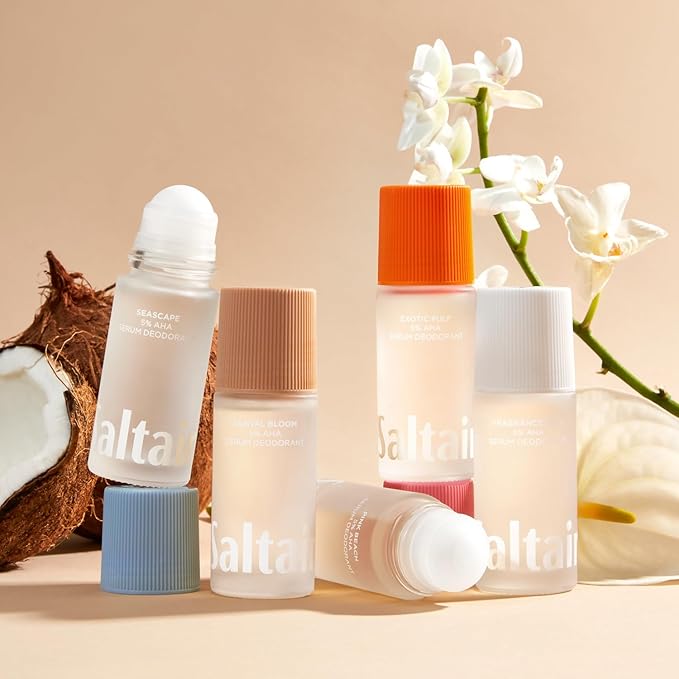 Saltair Serum Deodorant 2 Pack – 5% AHA – Aluminum-Free Odor Control for Women & Men – Mandelic Acid Deodorant with Lactic Acid – Golden Hour Scent – 2x 1.7oz Travel Roll On