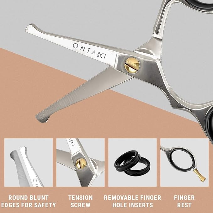 Ontaki Beard & Mustache Scissors & Combs for Men - 4.2" Silver