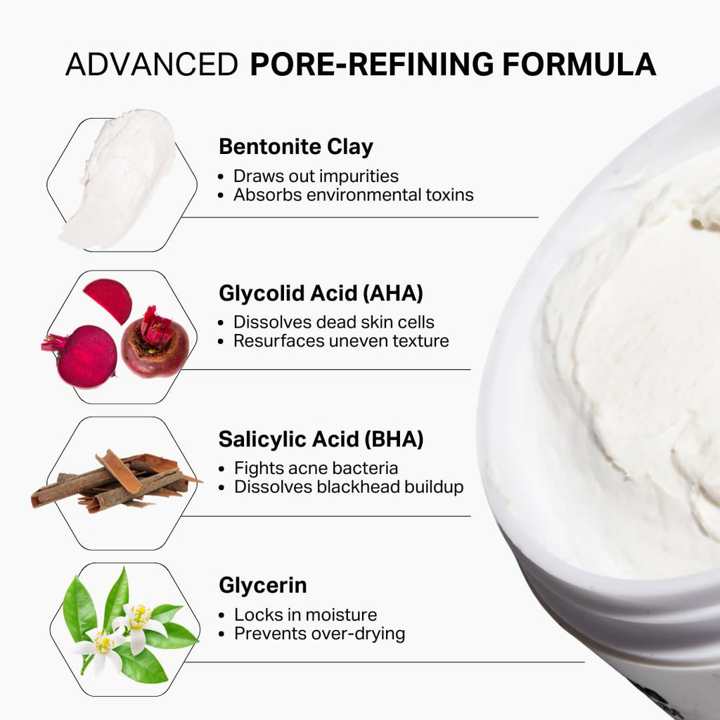 Y’OUR Purifying Detox Face Mask: Blackhead, Whitehead & Pore Remover; Anti-Acne & Pimple Care; Cleansing & Exfoliating; With Salicylic Acid & Bentonite Clay Mud Mask