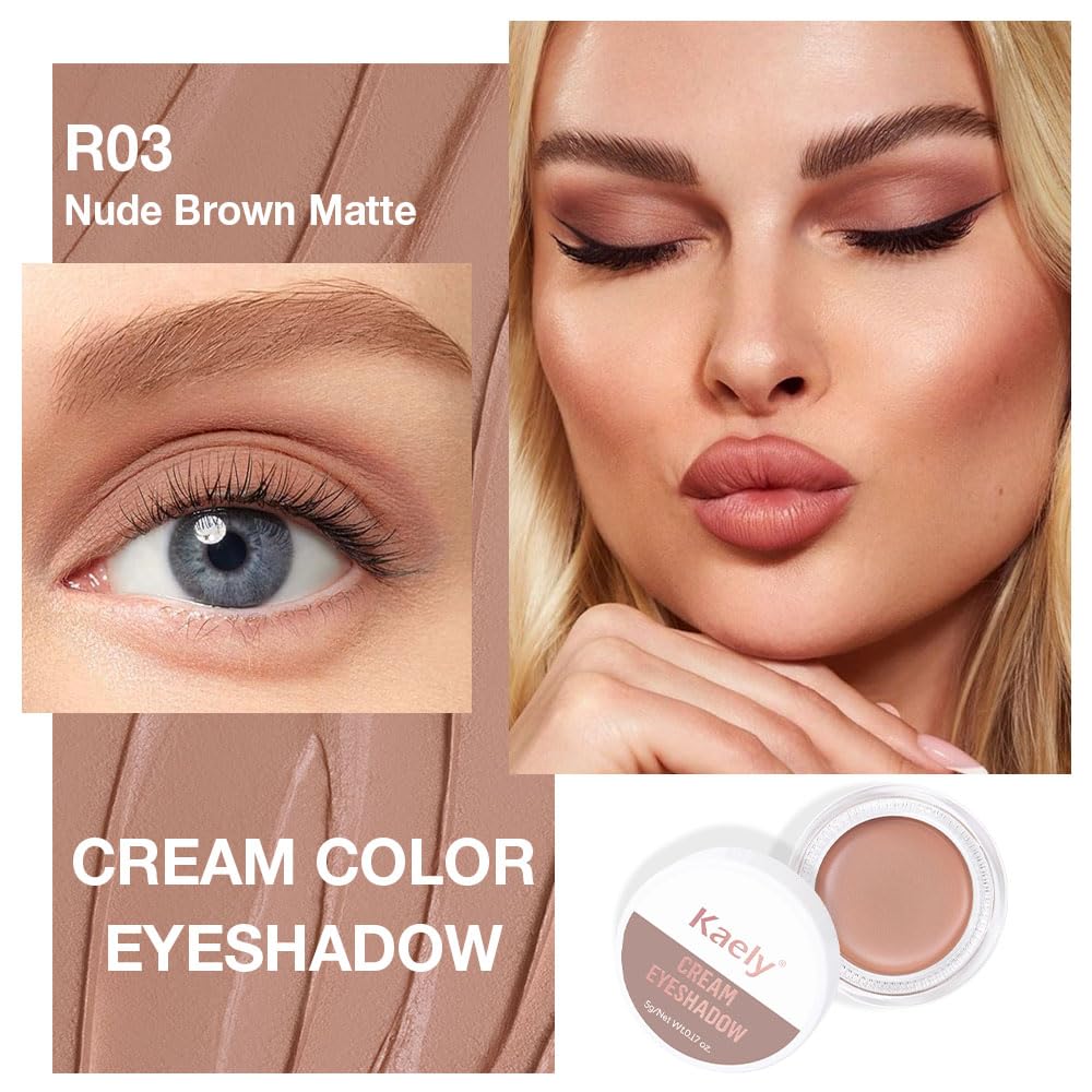 FeiCuiYun Single Cream Nude Brown Matte Eyeshadow Palette Makeup, Natural Single Mini Instant Holographic Eyeshadow For Women, Sombras Crema Para Ojos, Talc, Paraben & Cruelty Free, R03