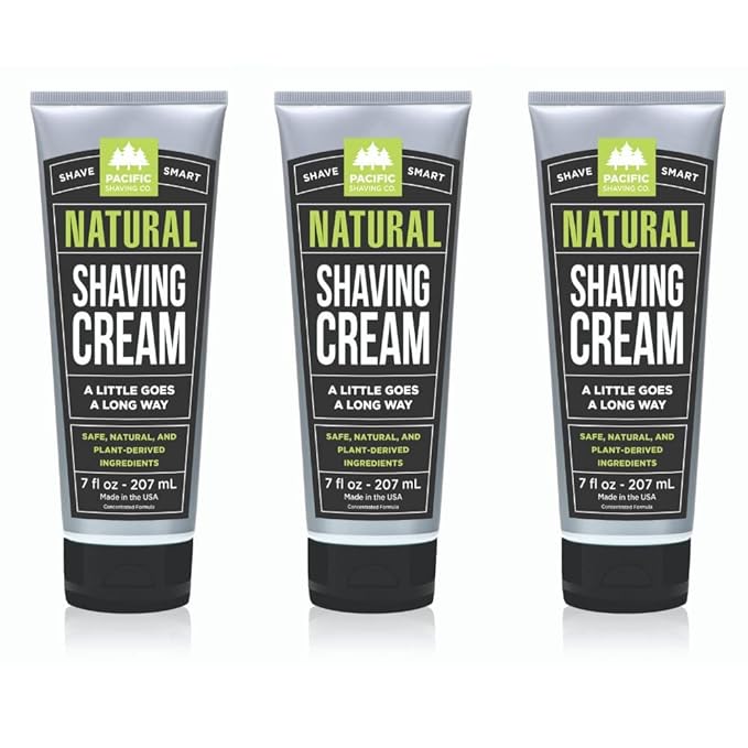 Pacific Shaving Company Natural Men's Shaving Cream, 7 Oz (3 Pack)