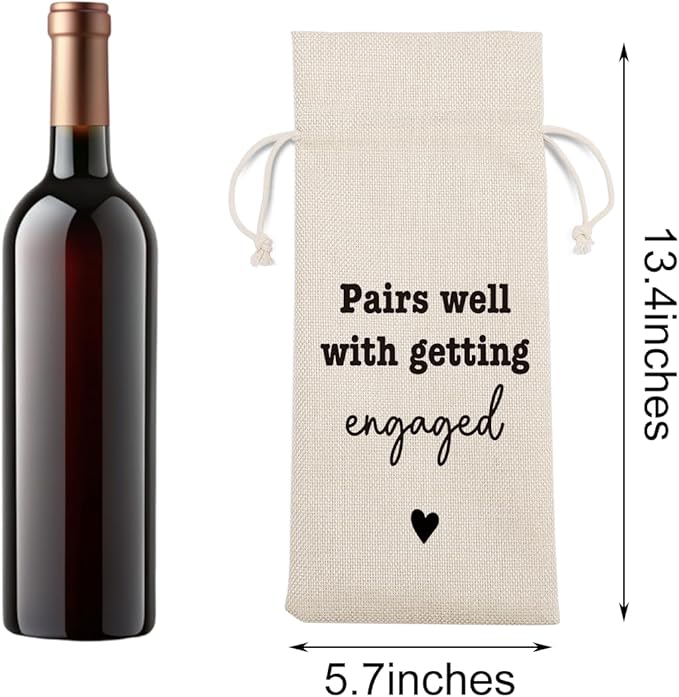 BARREEMO Engagement Wine Gift Bag Wedding Engaged Gifts for Newlyweds Couple Women Men Bridal Shower Gifts for Bride and Groom Pairs Well with Wedding Planning Getting Engaged Wine Bags