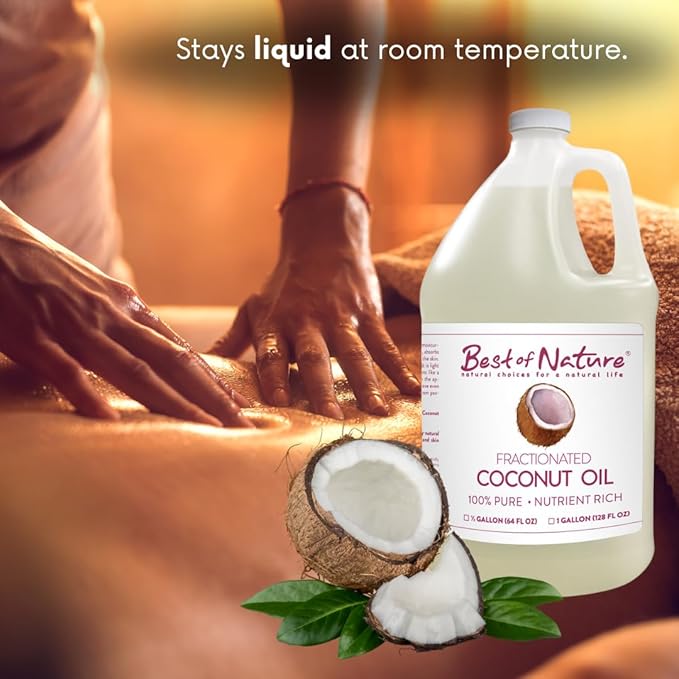 Best of Nature Fractionated Coconut Oil for Face, Hair & Massage – 100% Pure Liquid Coconut Oil for Skin, Unscented Carrier Oil for Essential Oils, Lightweight Body Oil, 8 fl oz Pump Bottle