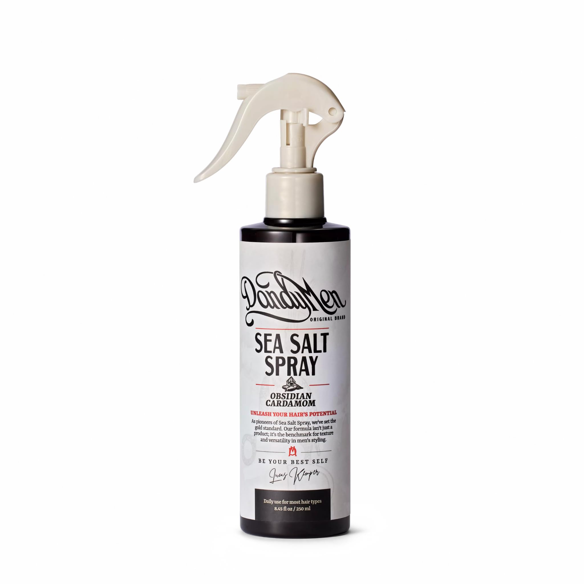 DandyMen Sea Salt Spray for Men – Texturizing & Volumizing Hair Spray for Beachy Waves, Matte Finish - Obsidian Cardamom, 1-pack