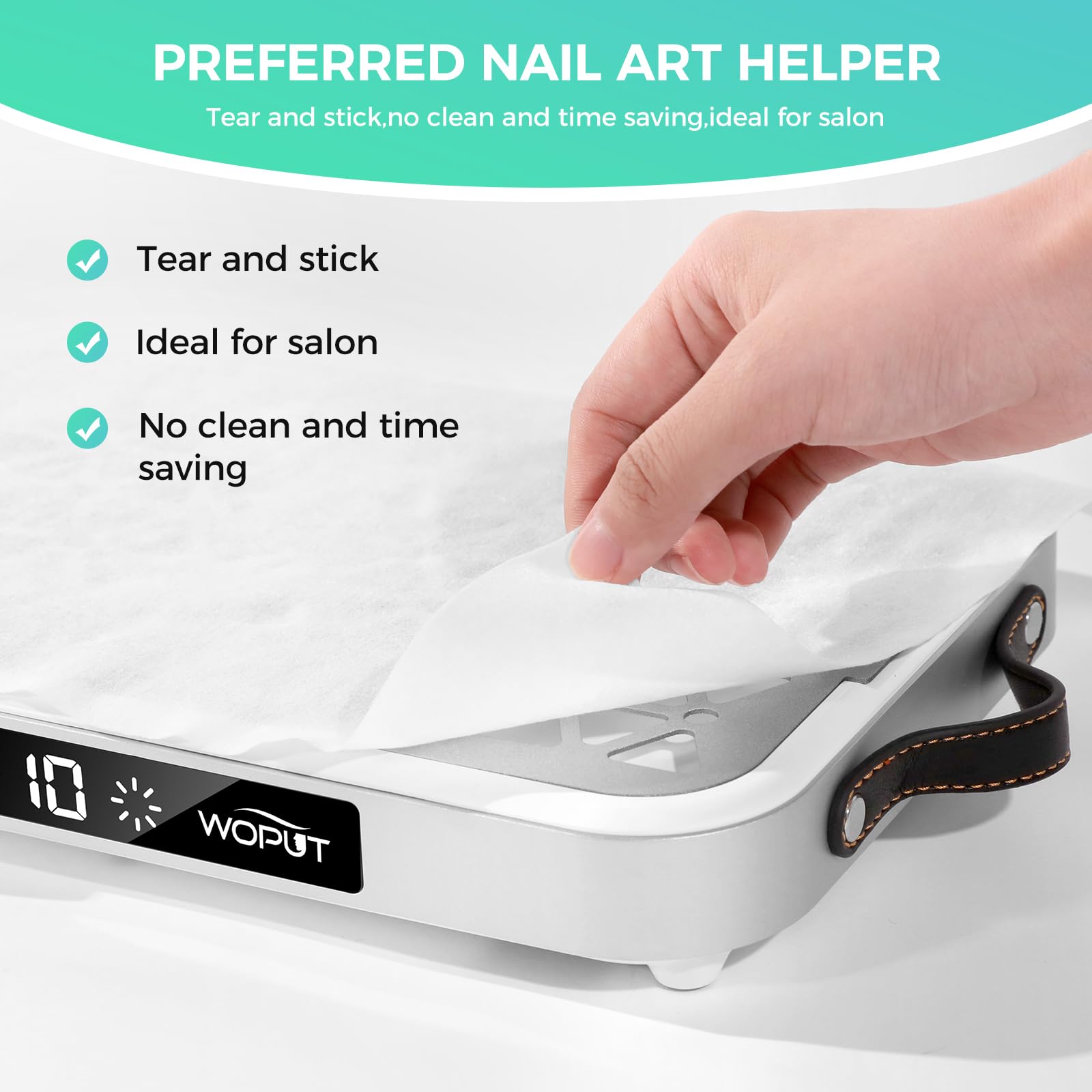 Nail Dust Collector, 1600PA Professional Nail Vacuum Dust Collector Fan with Filter Papers (30 Pcs) for Acrylic Nail Polishing & Manicure at Nail Salon & Home - White