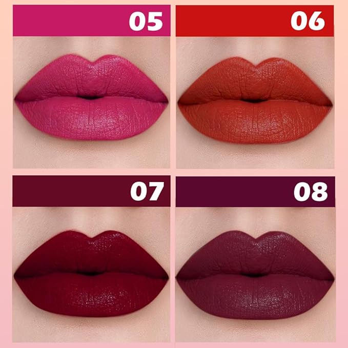 QIDSTERS 4Pcs Matte Lipstick Crayon Set for Women, Neutral Lip Stick Pencil 24 Hour Long Lasting Waterproof, Non-Drying Hydrating Formula Lip Gloss Makeup, Vegan & Cruelty-Free, 02